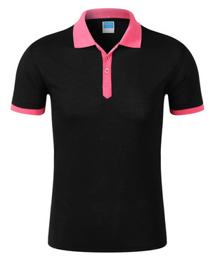 黑色搭配粉色款定做T恤衫款式图片