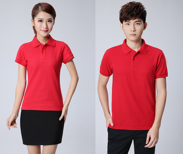 红色纯棉短袖T恤衫定做款式