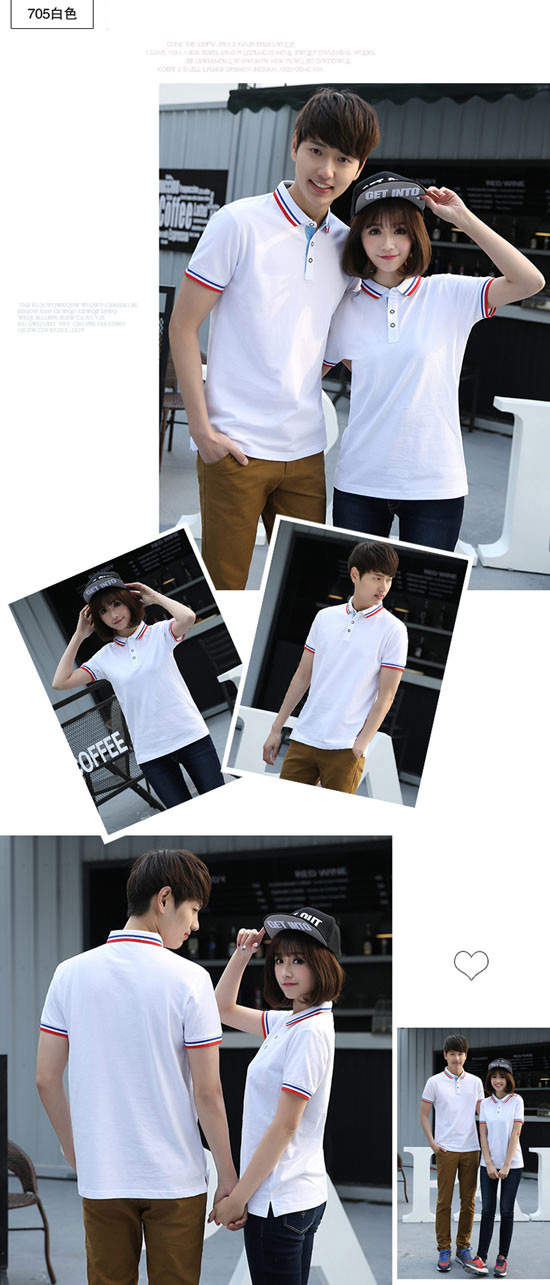 衣领嵌条白色POLO衫定做款式