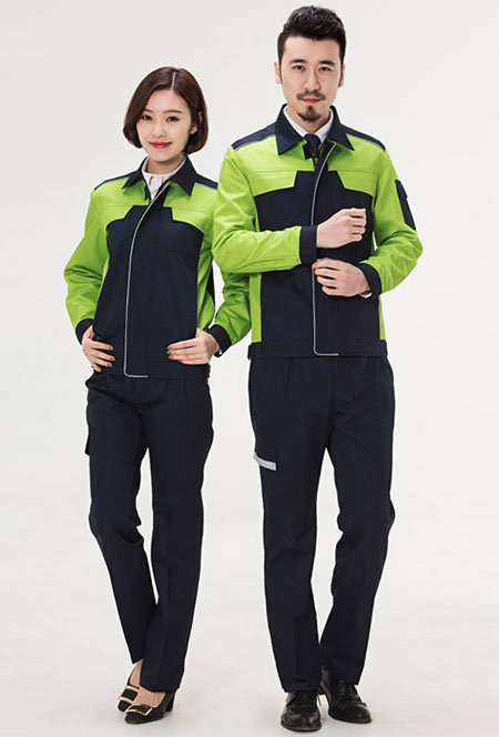 果绿色时尚工作服定做款式图