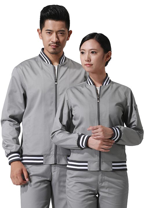罗纹棒球款春秋长袖工作服定做_工作装现货批发_工程服订制做LOGO