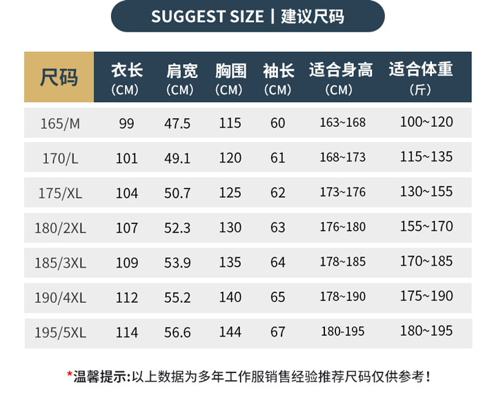防静电服现货大褂尺寸表