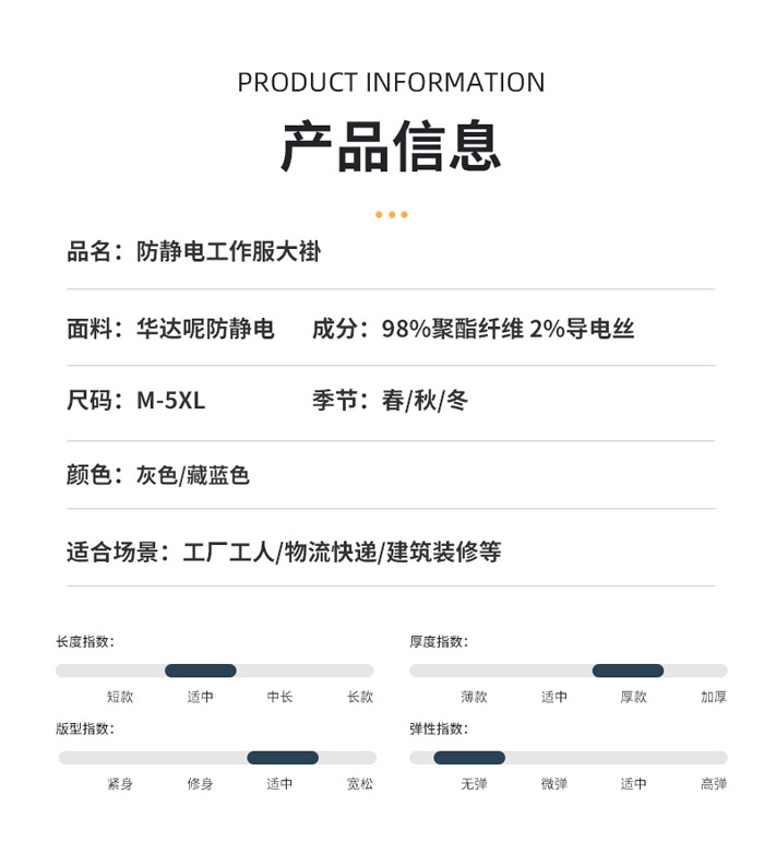 防静电服现货大褂产品信息图