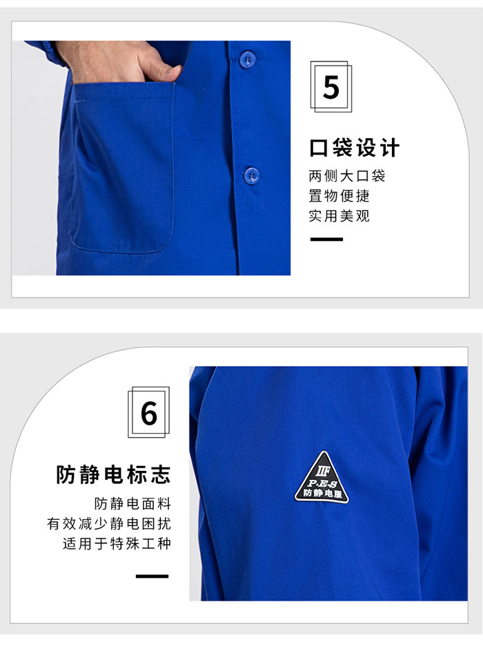 长袖防静电纱卡大褂插袋及袖标细节图