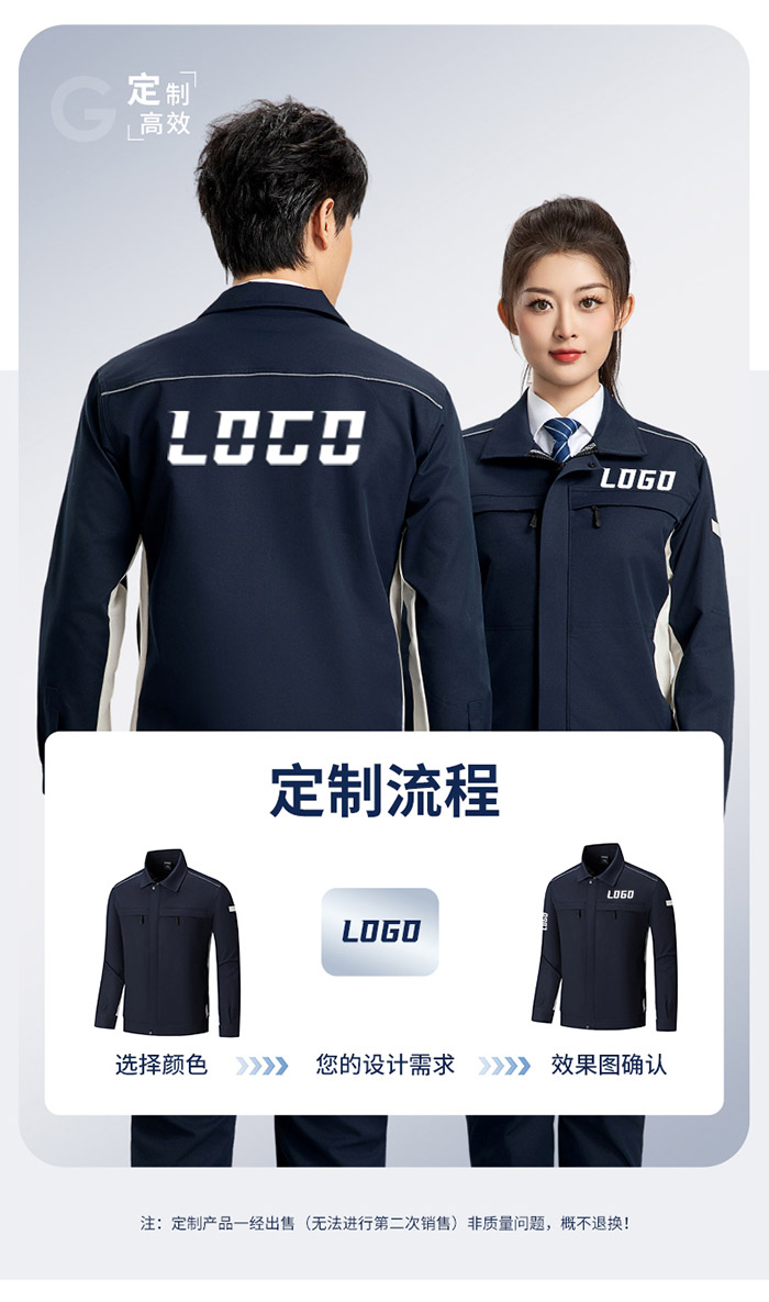 新国标防静电服春秋工作服LOGO定制流程图
