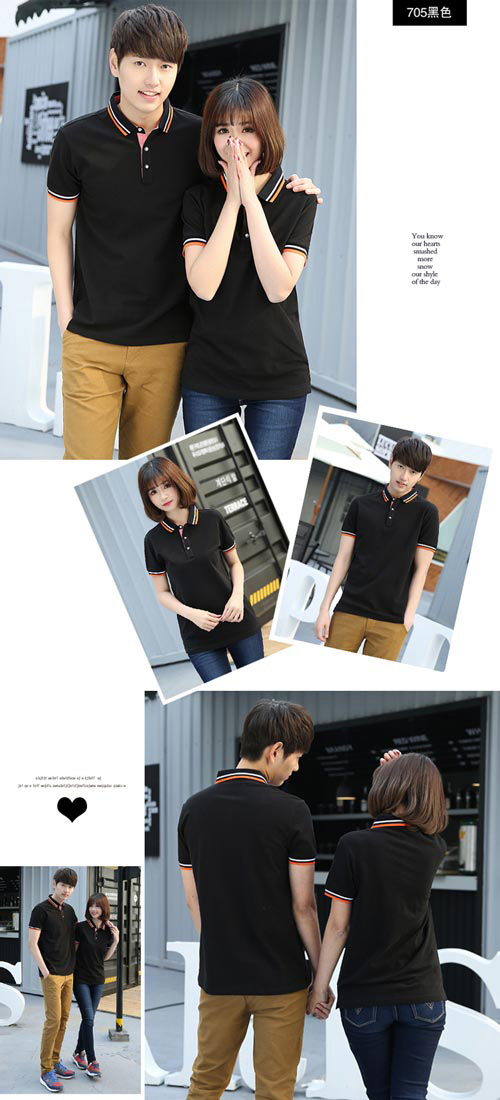 黑色短袖POLO衫定制款式模特效果图片