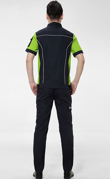 拼色款定做短袖工衣后背款式模板图