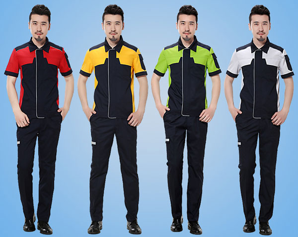 拼色款定做短袖工衣颜色款式选择参考图