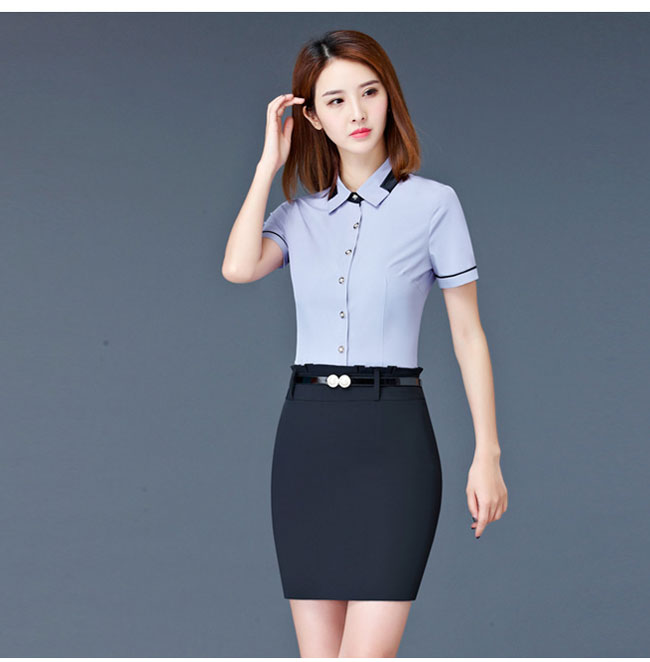 灰色短袖时尚女衬衫定制图片