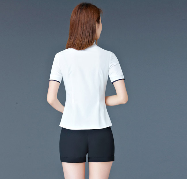 时尚白色女衬衫工作服订做款式背后效果图