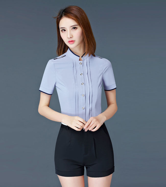时尚灰色工作服女装衬衫定制款式图