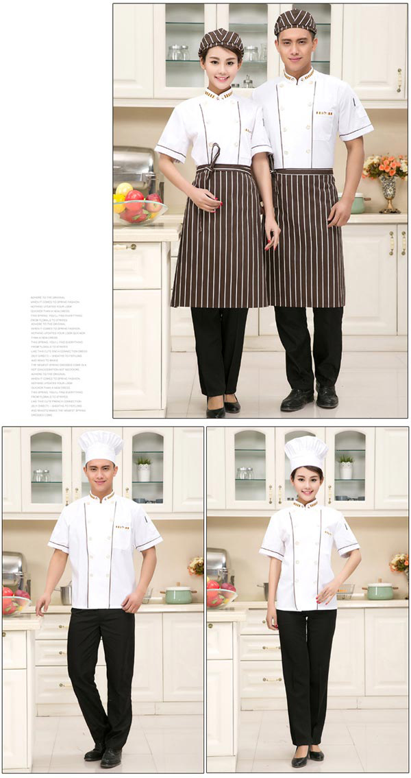 白色短袖厨师服定做款式展示图二