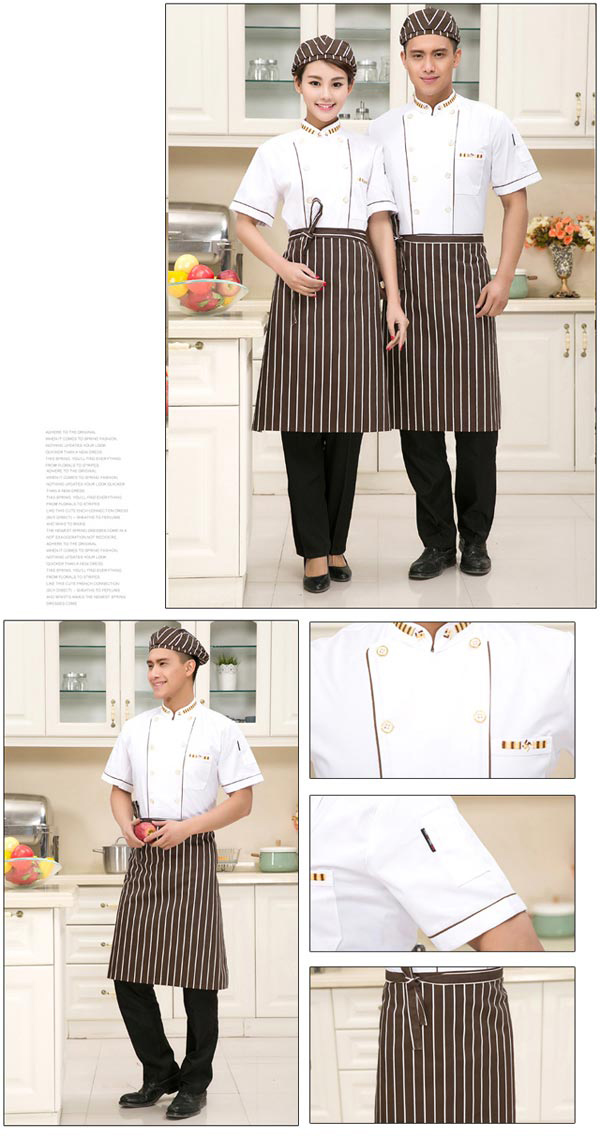 白色短袖厨师服定做款式细节展示图