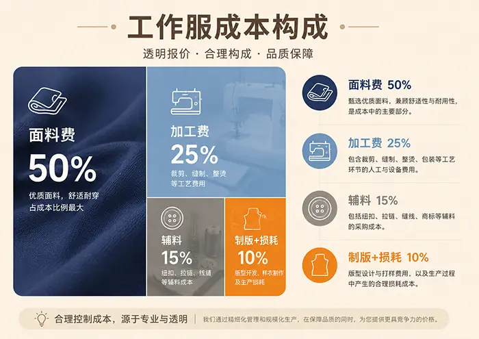 工作服价格成本构成拆分图 工作服价格成本构成拆分图