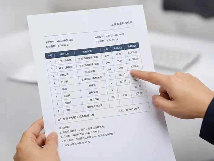 工作服定制厂家报价清单