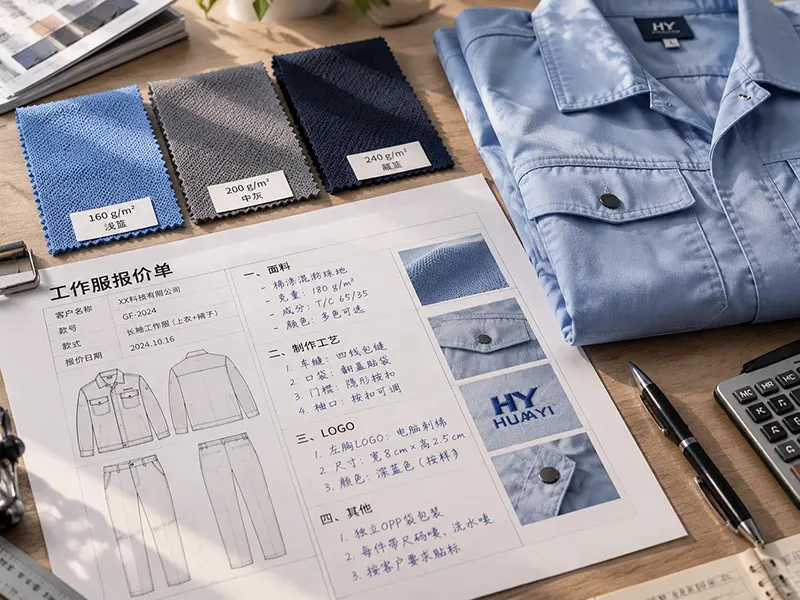 工作服定制中的报价单 工作服定制中的报价单